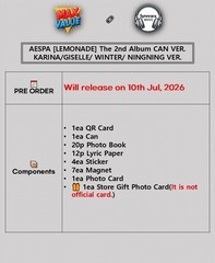 AESPA [LEMONADE] The 2nd Album CAN Ver/QR+Photo Book+7 Magnet+Card+GIFT OFFICIAL