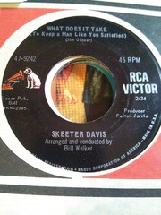 Skeeter Davis, What Does It Take ~ 1967 RCA Victor 45 +sleeve, juke strip