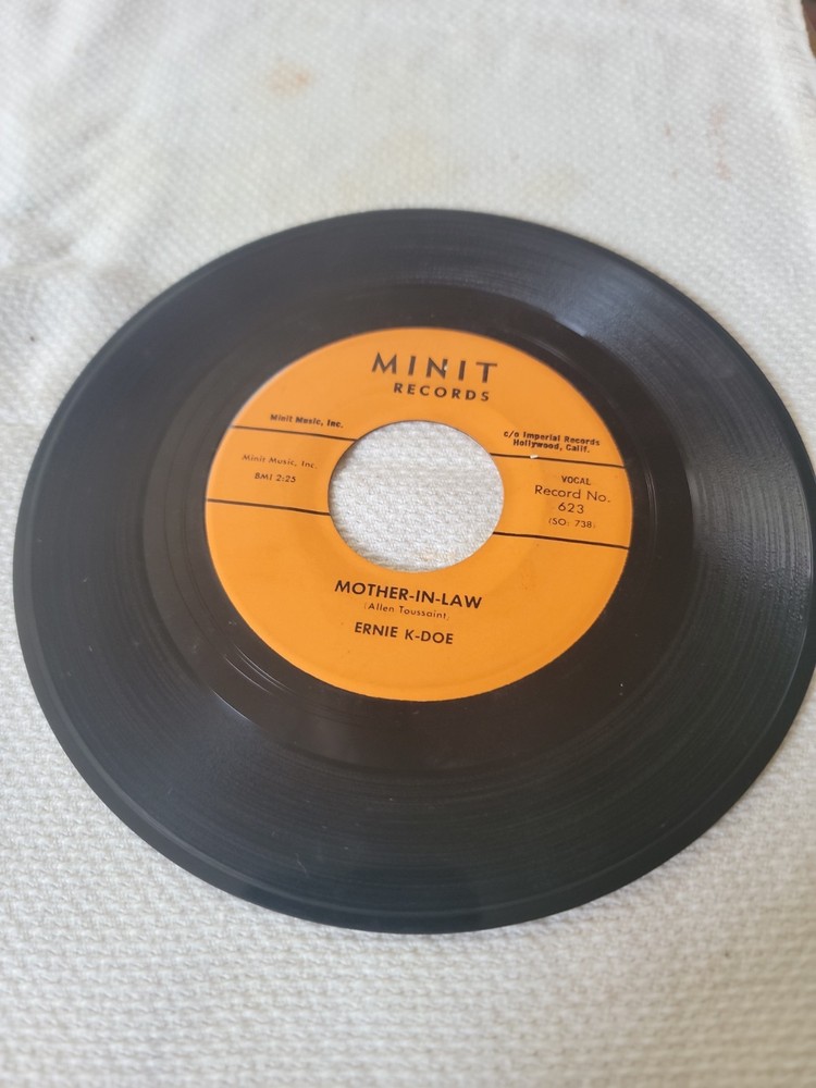 Vintage 7-inch 45 RPM Vinyl Record On Minit “Mother-law” By Ernie K-Doe. Written