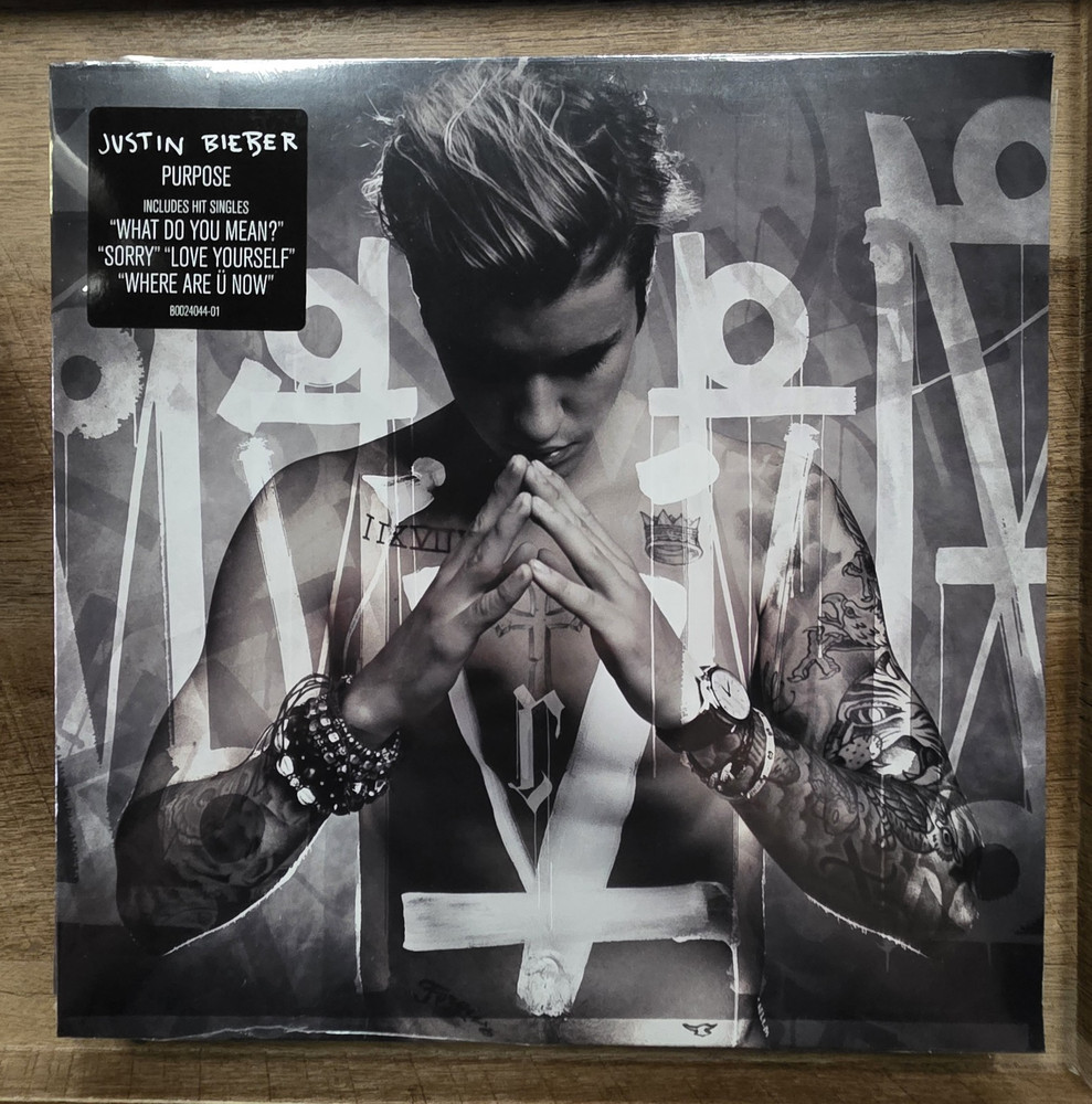 Justin Bieber Purpose 2LP Black Vinyl Record Def Jam Pop, Cardboard Sleeve