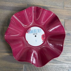 Record Bowl – Upcycled & Repurposed RED MARBLED Bowl – Lana Del Rey Born To Die