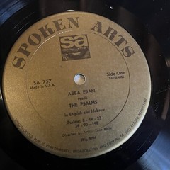 [RADIO/SPOKEN WORD]~VG+ LP~ABBA EBAN~Reads From The Psalms Ecclesiastes~[1960~SP