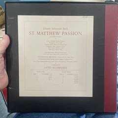 J.S. Bach St. Matthew Passion Otto Klemperer 5Lp Box 1962 Angel Sung In German