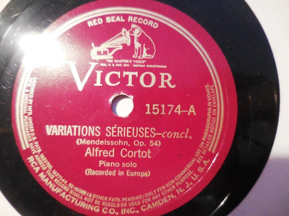 1937 ALFRED CORTOT PIANO Mendelssohn Variations Serieuses Op 54 VICTOR 15173 +4