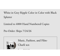 Charli XCX Music Fashion Film Vertigo Limited /4000 Hand Numbered Preorder 7/24