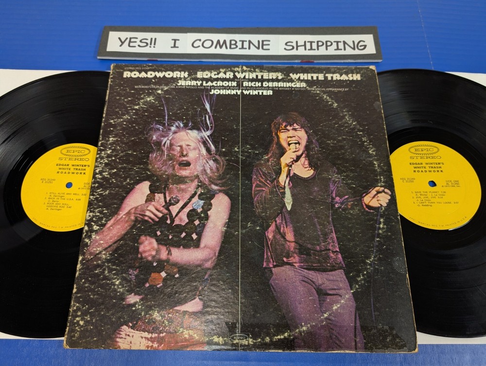Edgar Winter’s White Trash Roadwork 1972 Double LP Rick Derringer VG VINYL READ