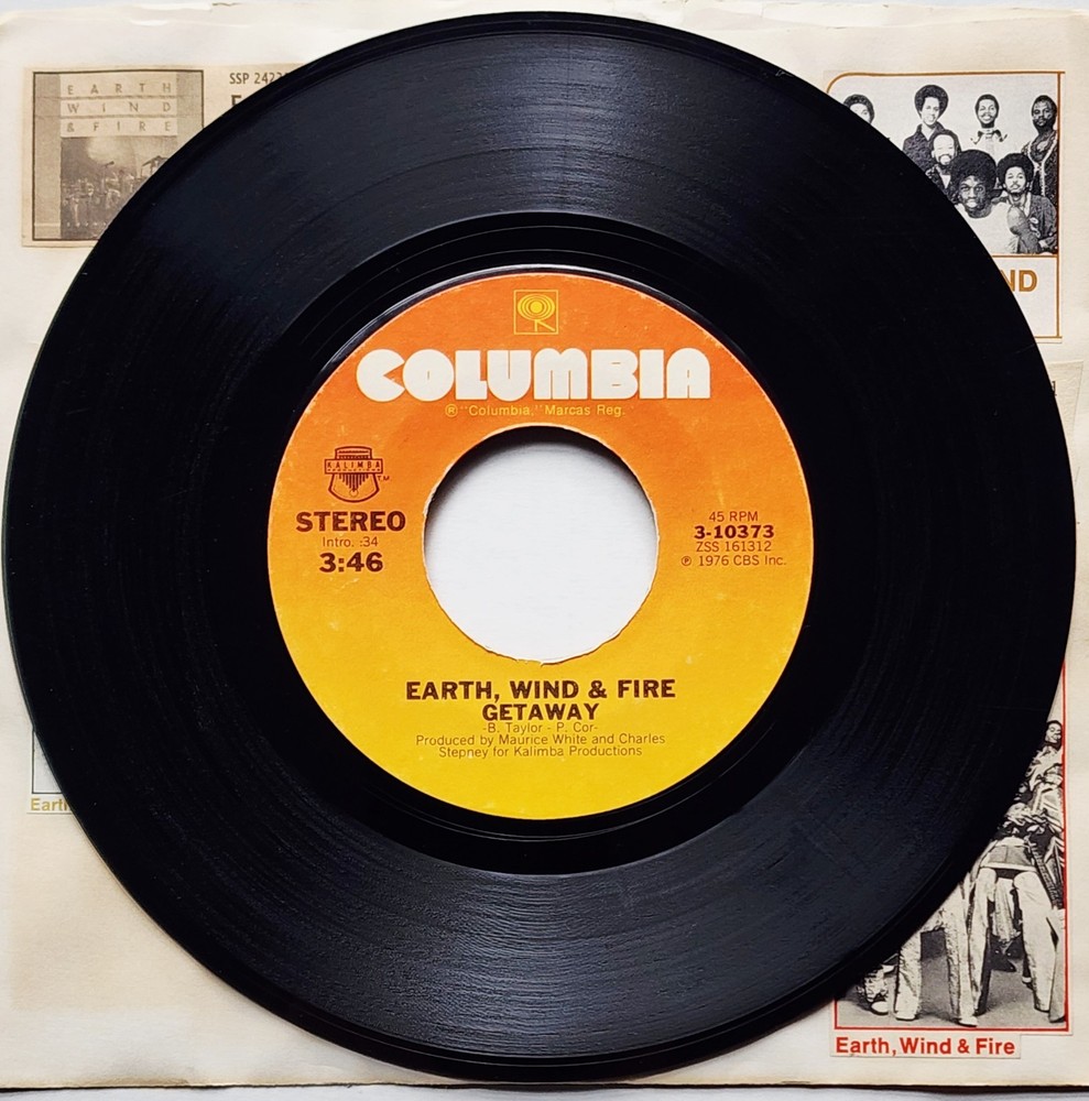 EARTH, WIND & FIRE – GETAWAY 7″ SINGLE 45 RPM 1976 (COLUMBIA) 3-10373 STEREO