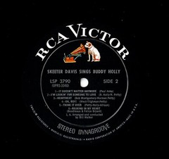 Skeeter Davis 1967 RCA sTeReO LP “Sings Buddy Holly” cLEAn Original in shrink