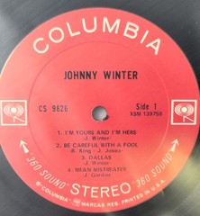 JOHNNY WINTER – ‘SELF-TITLED’ – VINYL LP – 1969 – COLUMBIA – CAT# CS-9826