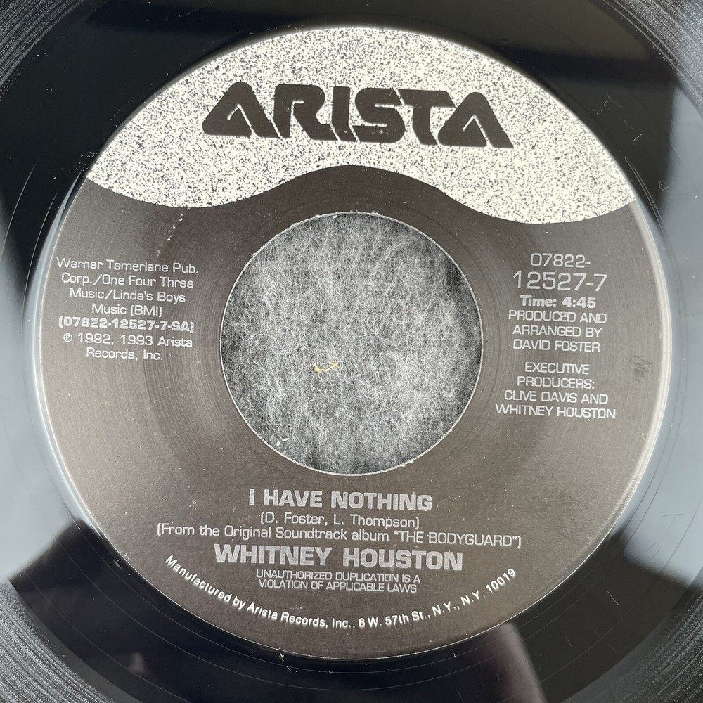 WHITNEY HOUSTON I Have Nothing / Where You Are 45 Arista 12527-7 NEW UNPLAYED