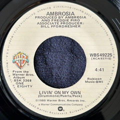 AMBROSIA BIGGEST PART OF ME 7” SINGLE WARNER BROS. WBS49225 1980 US PRESS