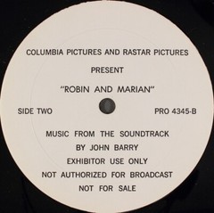 RARE JOHN BARRY “ROBIN AND MARIAN” PRIVATE PRESSING SOUNDTRACK – PROMO ONLY! EX!