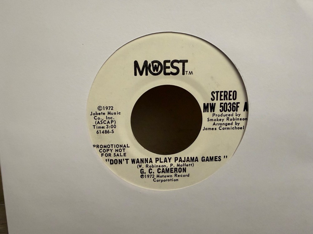 LISTEN 🎶 G. C. DON’T WANNA PLAY PAJAMA GAMES SOUL MOWEST WHITE LABEL PROMO 45′