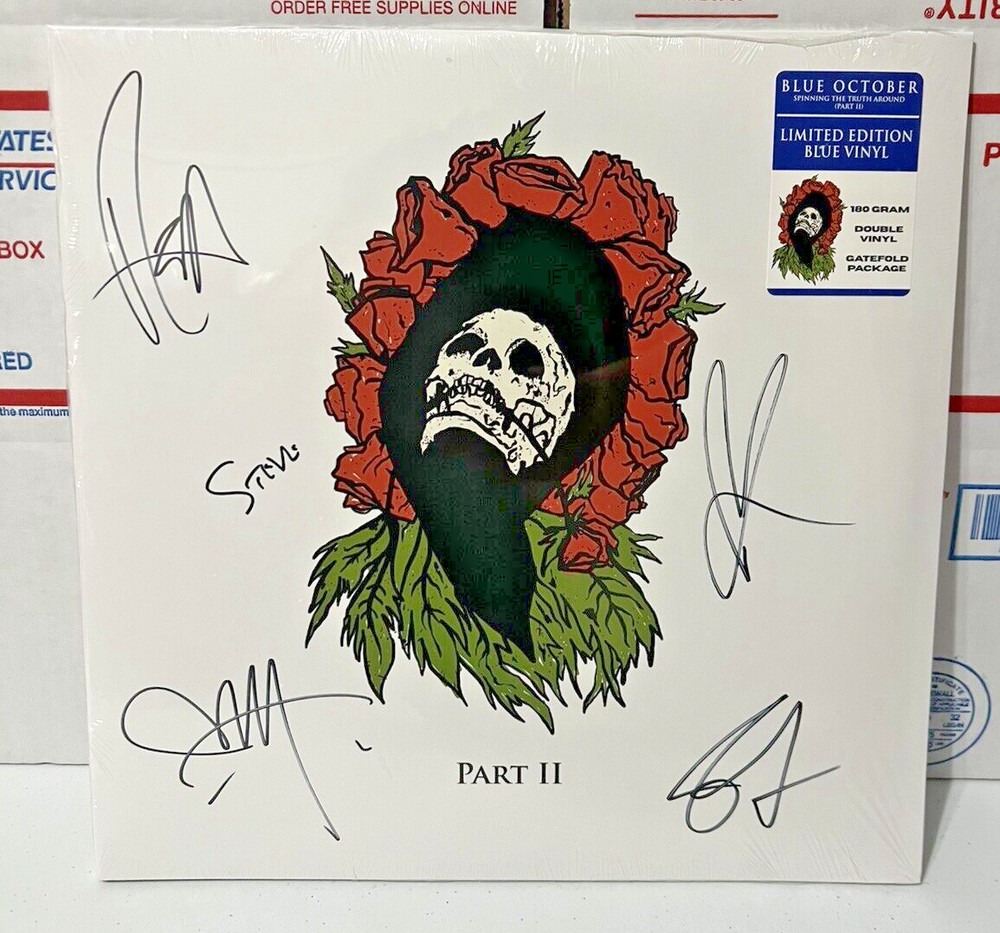 *SIGNED* Blue October – Spinning The Truth Around Part II BLUE Vinyl 2xLP Record