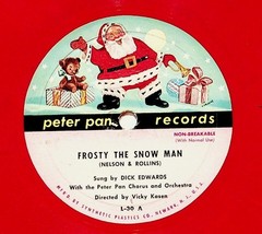 Dick Edwards – Frosty The Snowman 7″ Record 1950 Peter Pan Christmas 78 RPM