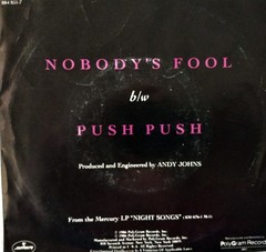 CINDERELLA – NOBODY’S FOOL b/w PUSH PUSH -ORIG 1986 w/ PIC SLV -45 RPM-NEAR MINT