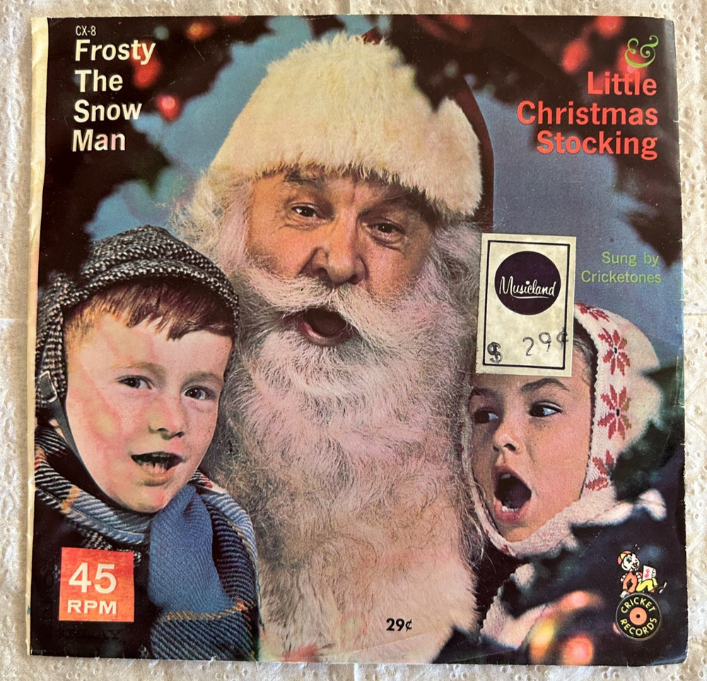 VTG Cricket Record 45 RPM Vinyl “Frosty the Snowman” by Cricketones