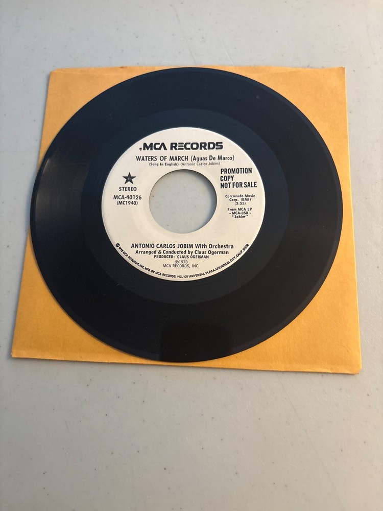 ANTONIO CARLOS JOBIM WATERS OF MARCH AGUAS DE MARCO 7″ 45 RPM WHITE LABEL PROMO