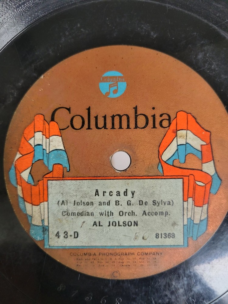Al Jolson Columbia 78 RPM Shellac Record Arcady 1920s Jazz Pop 81368