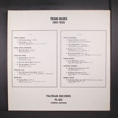 VARIOUS: texas blues 1927-1952 PALTRAM 12″ LP 33 RPM Austria