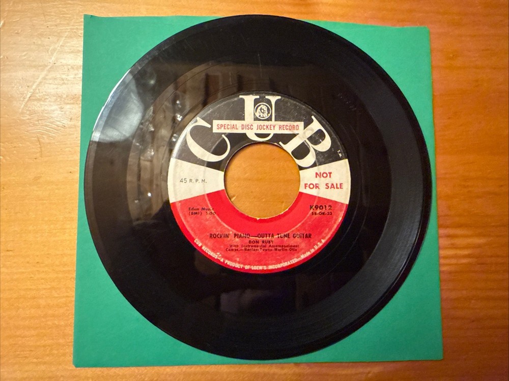 Don Ruby ‎– Rockin’ Piano/Outta Tune Guitar 1958 Cub K9012 Promo 45 7” Vinyl VG