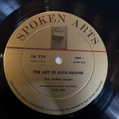 [SPOKEN WORD]~EXC LP~RUTH DRAPER~The Art Of~VOL. 1~Italian Lesson~3 Generations~