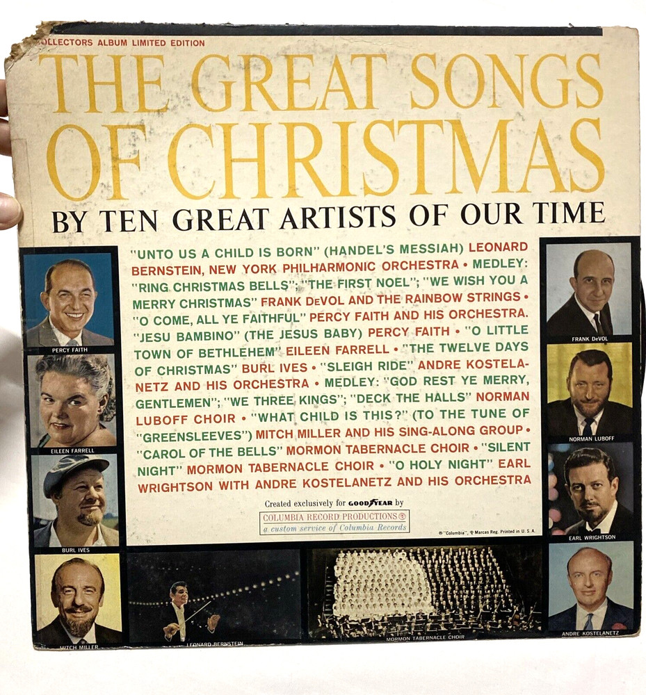 THE GREAT SONGS OF CHRISTMAS ’61 Vinyl 12″ LP 33 RPM Columbia Records XTV 69406