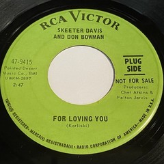 Skeeter Davis And Don Bowman: For Loving You / Baby It’s Cold Outside 45 – RCA