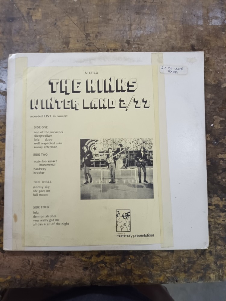 The Kinks Live Winter Land 2/77 Bootleg Vinyl