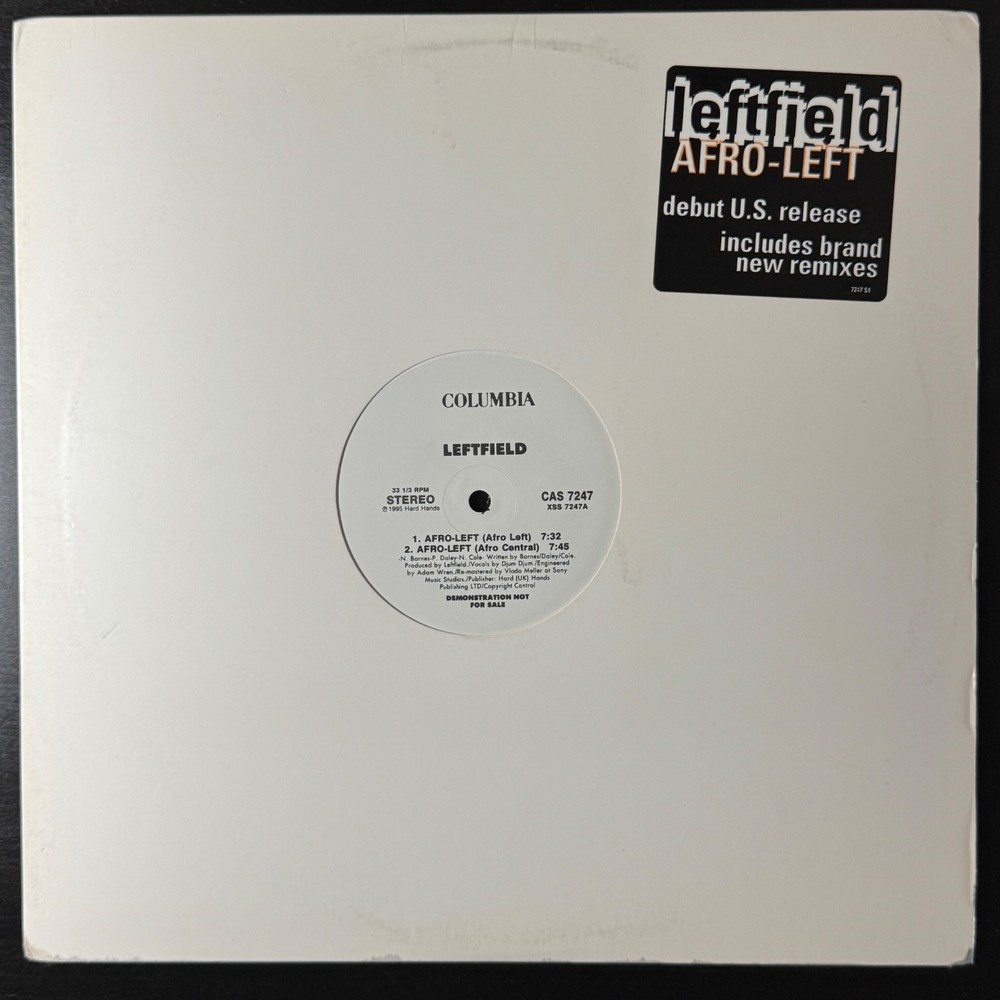 Leftfield – Afro-Left 1995 Breakbeat Breaks Tribal US Columbia 12″ Vinyl Record
