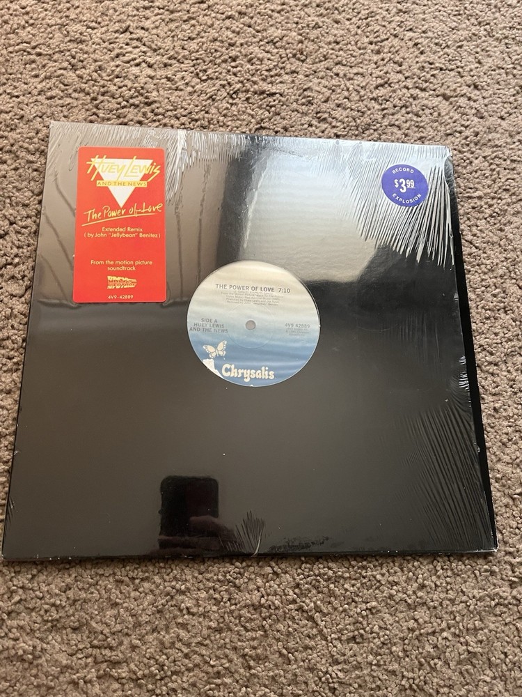 HUEY LEWIS & THE NEWS The Power Of Love 12” SINGLE W/HYPE STICKER