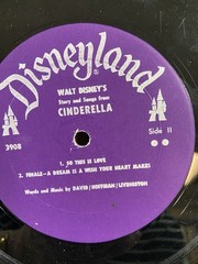 Walt Disney’s Cinderella, The Story & The Songs. Disneyland ST 3908 LP Record