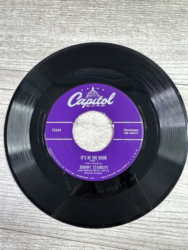 Capitol Records 45 RPM Johnny Standley – It’s In The Book – Part 1 / Part 2