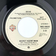 Devo Secret Agent Man DJ Copy Promo 45 RPM UK press 7″ Single record Mono Stereo