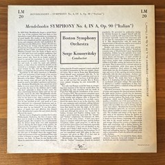 vinyl record: RCA Victor Red Seal Mendelssohn Italian Symphony LM-20 33RPM