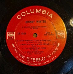 Johnny Winter: Self-Titled ~ Columbia Records CS 9826 1969 Record Only