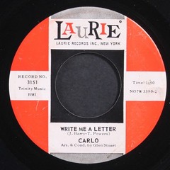 CARLO & GROUP: write me a letter / baby doll LAURIE 7″ Single 45 RPM