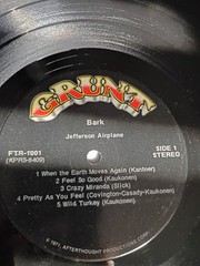 Jefferson Airplane Bark 1971 Vinyl Record LP Grunt FTR 1001 Original Press