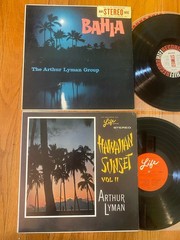 AURTUR LYMAN BAHIA HAWAIIAN SUNSET EX 2 LP LOT ORIG. TIKI LOUNGE STEREO FREE SHP