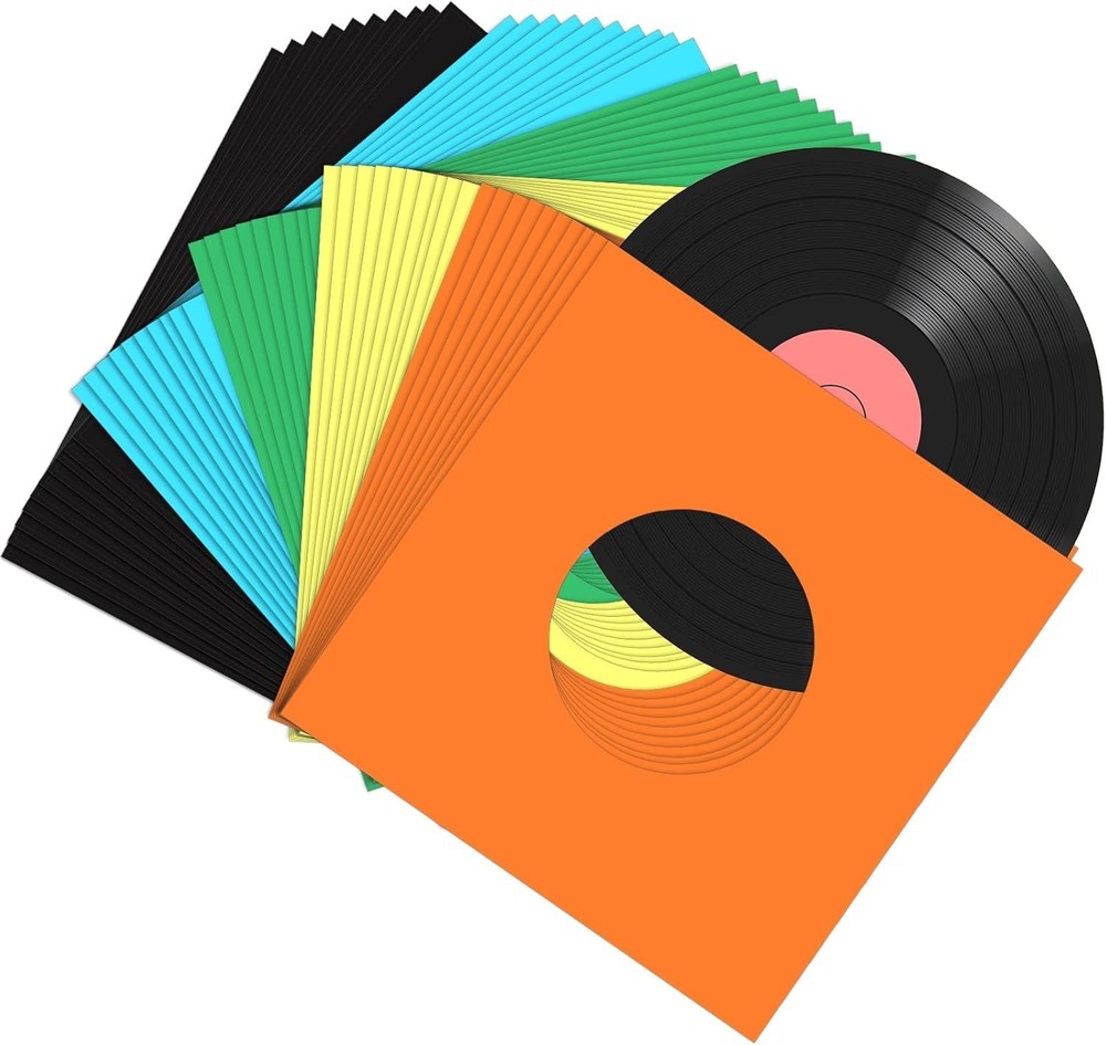 100 Pieces Paper Vinyl 45 RPM Record Sleeves 7 Inch Record Protection Paper Cove