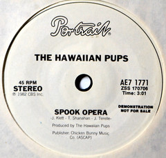 The Hawaiian Pups Spook Opera DJ Promo New Wave Synth Pop EX 45 7″ Vinyl
