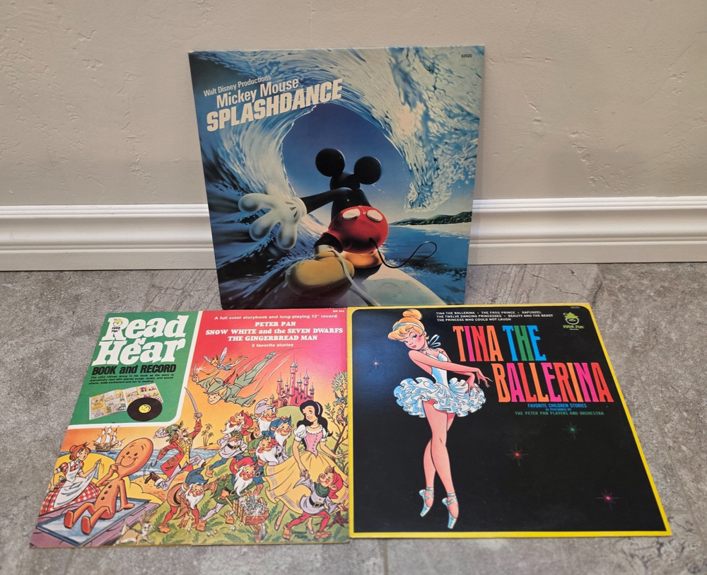 Disneyland Records Walt Disney’s Vinyl LP LOT Full Vtg Total 3 LPs