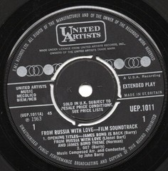 John Barry – From Russia With Love (7″, EP, Mono, RE) (Very Good Plus (VG+))