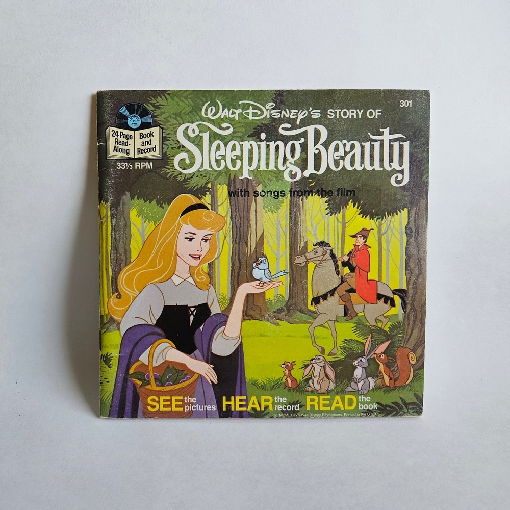 Vintage Walt Disney Sleeping Beauty Book and Record 33 1/3 RPM Disneyland 301