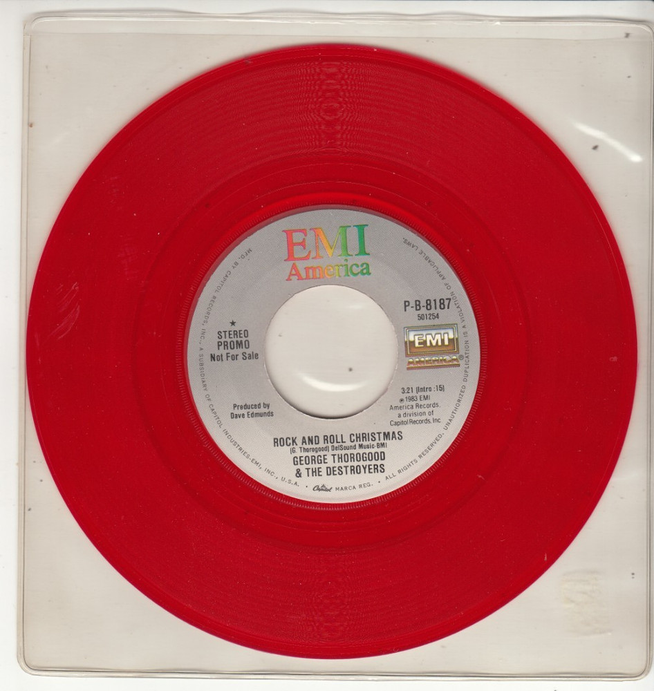 GEORGE THOROGOOD – ROCK AND ROLL CHRISTMAS – RED VINYL PROMO 45 -NEW