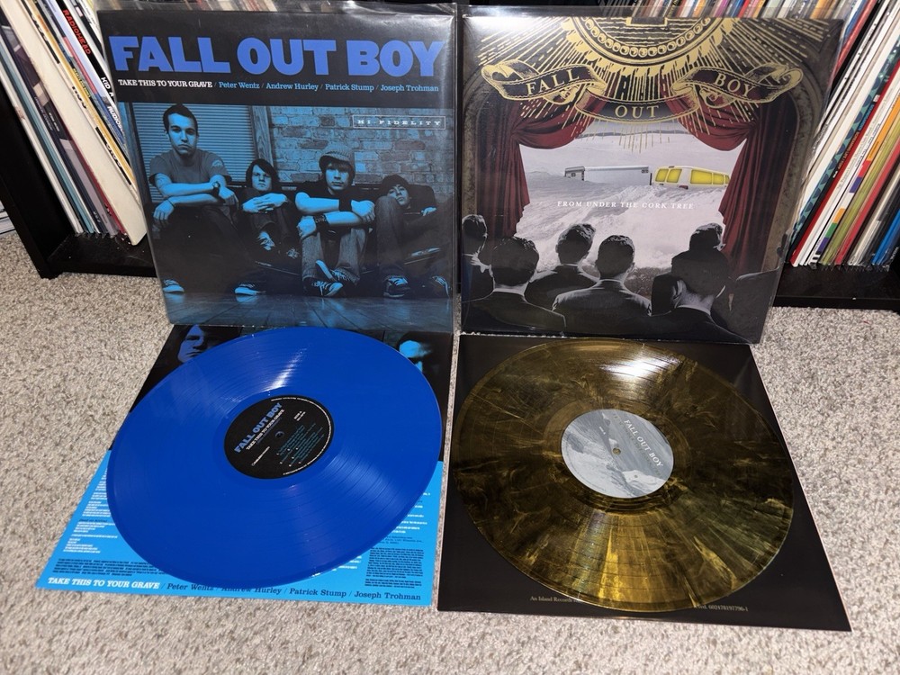 Fall Out Boy Colored Vinyl Lot of 2 LPs Take This to Your Grave and Cork Tree