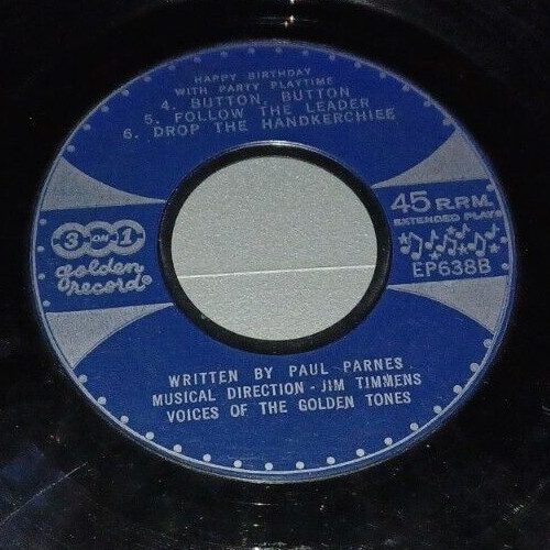 Golden Records Happy Birthday Songs by Paul Parnes : Vintage 45rpm Record