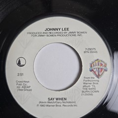 Johnny Lee Say When/ The Yellow Rose Warner Bros. 45 RPM Record 7-29375