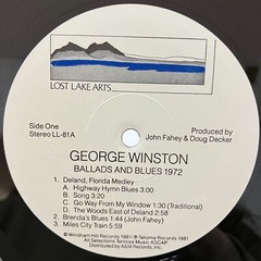 George Winston Ballads And Blues 1972 Vintage Vinyl LP Record Piano Solos Windha