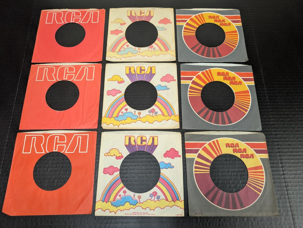 Lot of 9 Vintage RCA 45 RPM 7″ Company Record Sleeves for Rock Jazz Soul Country